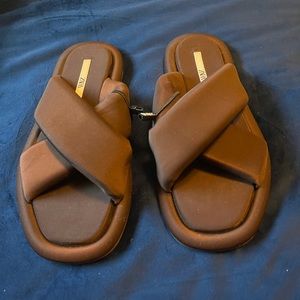 Zara Brown Quilted Slides